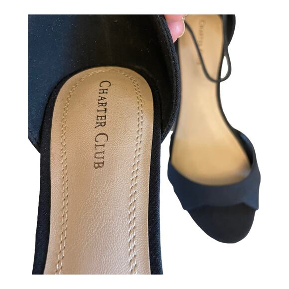 NEW Women's Charter Club Toniie Wedge Sandals Pumps Black Suede 7M - Picture 9 of 10